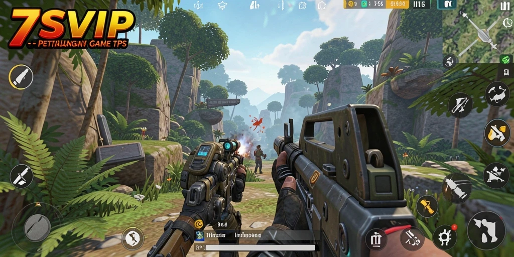 Tampilan battlefield menegangkan dalam game TPS 7SVIP.