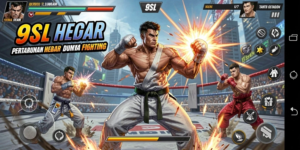 Tampilan gameplay menegangkan dengan pertarungan karakter yang dinamis.