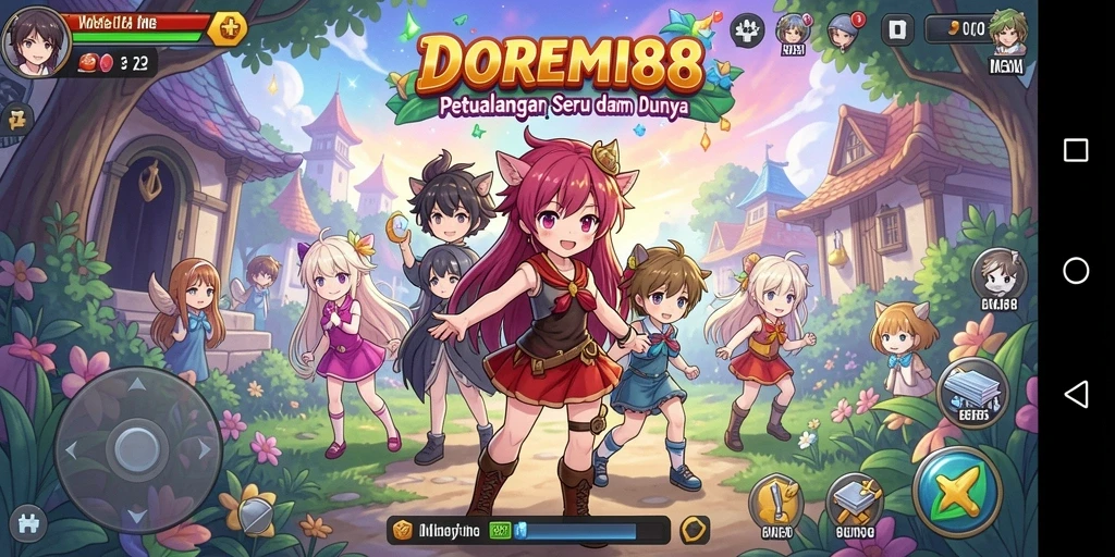 Tampilan gameplay seru di DOREMI88 dengan karakter Anime menarik.