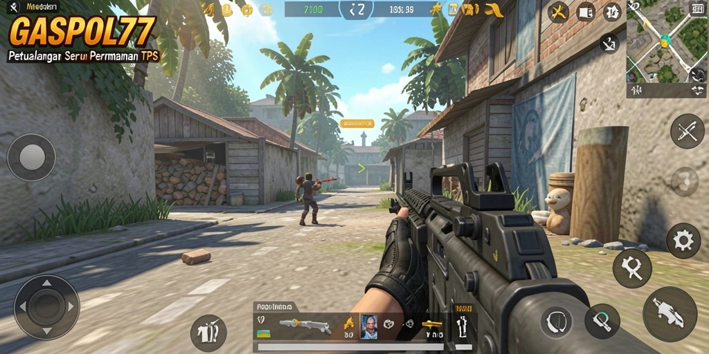 Tampilan gameplay seru dalam GASPOL77 dengan aksi tembak-menembak.