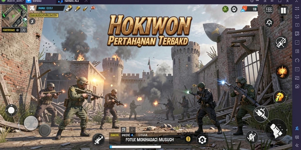 Tampilan menarik dari gameplay HOKIWON saat menghadapi gelombang musuh.