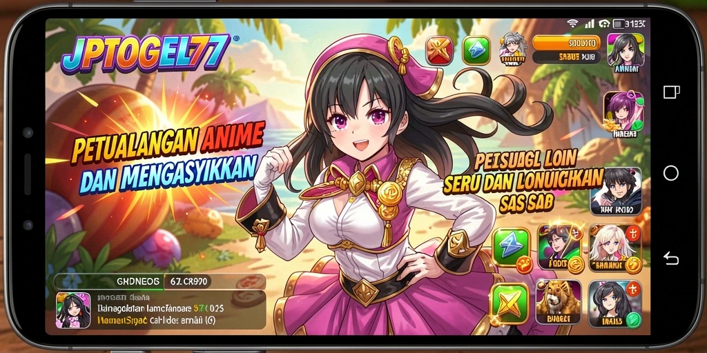 Tampilan screenshot JPTOGEL77 menampilkan karakter anime dalam aksi yang seru.
