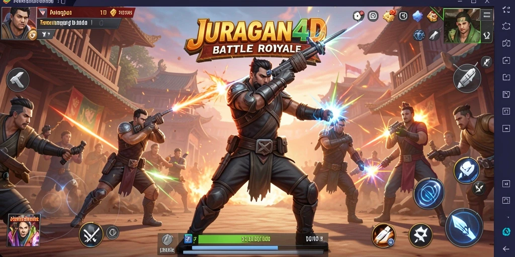 Screenshot permainan <strong>JURAGAN4D</strong> menampilkan aksi battle royale yang mendebarkan.