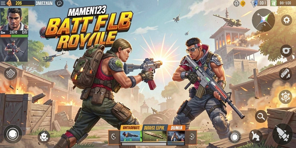 Tampilan gameplay seru di MAMEN123 dengan pertarungan yang mendebarkan.