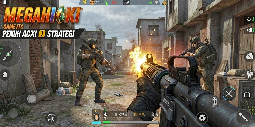 Screenshot dari gameplay MEGAHOKI yang intens.