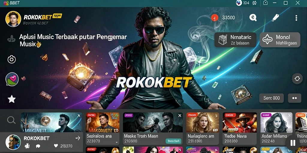 Screenshot ROKOKBET menunjukkan pengguna menikmati permainan musik secara interaktif.