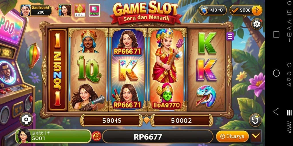 Tangkapan layar gameplay RP6677 dengan grafis slot yang menarik dan menawan.
