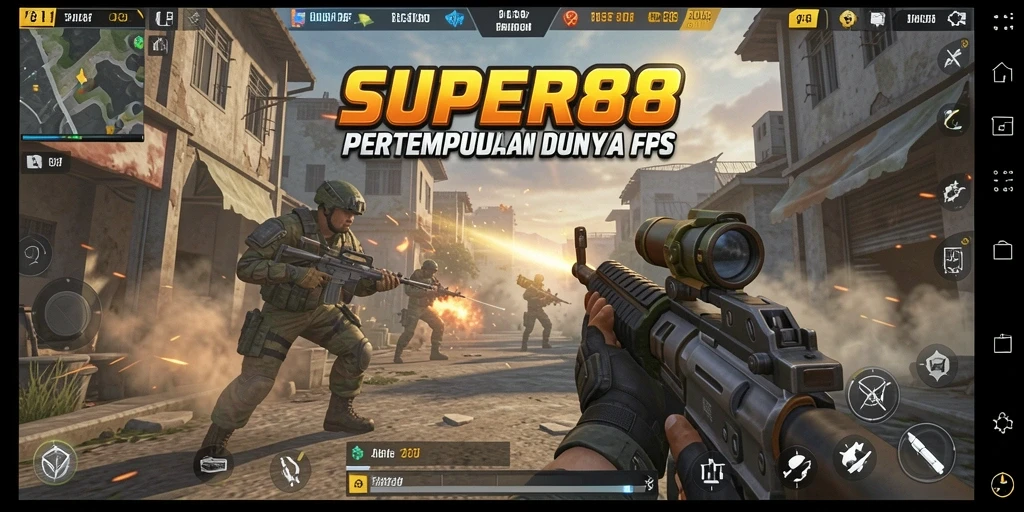Screenshot menunjukkan aksi mendebarkan dan gameplay FPS dari SUPER88.