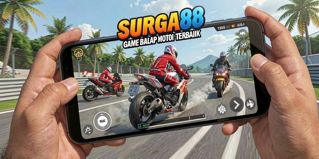 Tampilan gameplay mendebarkan dari SURGA88 balap motor.
