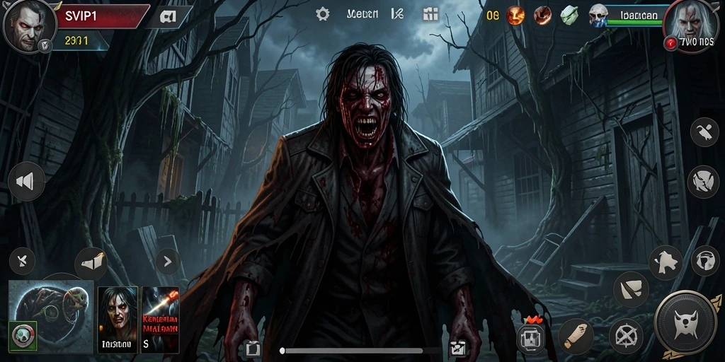 Screenshot gameplay SVIP1 yang menunjukkan suasana menegangkan dan kegelapan teror.