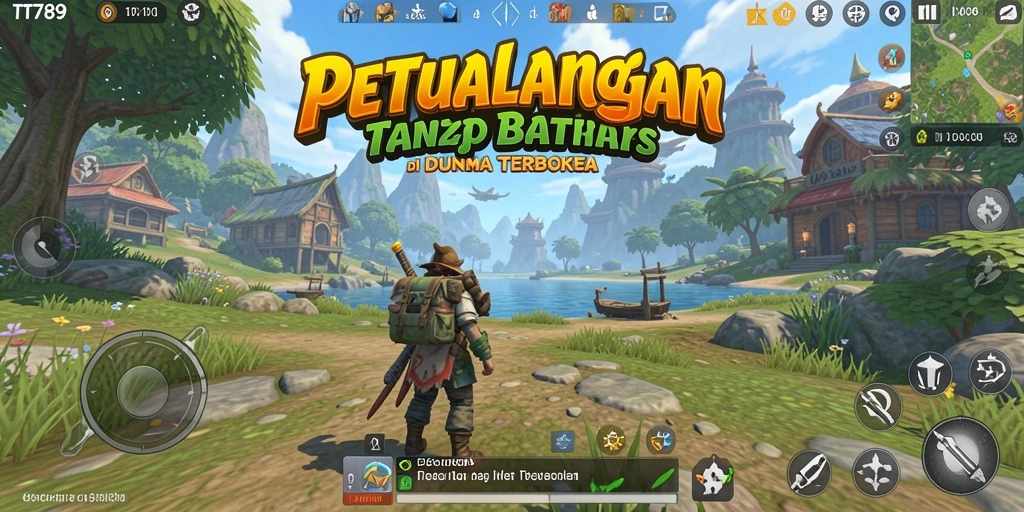 Screenshot gameplay TT789 yang menunjukkan aksi menjelajah dunia terbuka.
