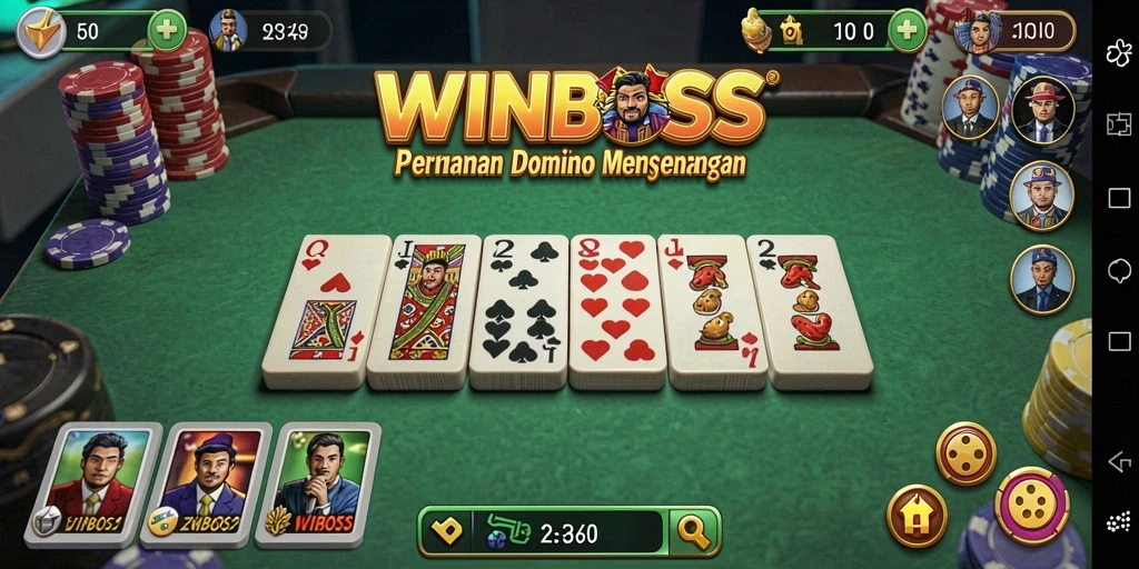Tampilan screenshot <strong>WINBOSS</strong> menampilkan momen seru saat bermain domino.
