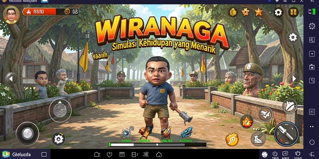 Gambar aktivitas seru dalam gameplay WIRANAGA yang penuh warna.